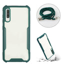 For Samsung Galaxy A50 / A30s / A50s Acrylic + Color TPU Shockproof Case with Neck Lanyard(Dark Green)