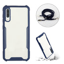 For Samsung Galaxy A50 / A30s / A50s Acrylic + Color TPU Shockproof Case with Neck Lanyard(Dark Blue)