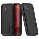 RedPepper Shockproof Waterproof Solid Color PC + TPU Magsafe Case with Holder For iPhone 12 mini(Black)