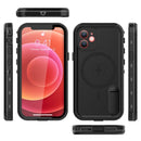 RedPepper Shockproof Waterproof Solid Color PC + TPU Magsafe Case with Holder For iPhone 12 mini(Black)