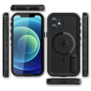 RedPepper Shockproof Waterproof Solid Color PC + TPU Magsafe Case with Holder For iPhone 12(Black)