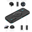 RedPepper Shockproof Waterproof Solid Color PC + TPU Magsafe Case with Holder For iPhone 12(Black)