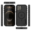 For iPhone 12 Pro RedPepper Shockproof Waterproof Solid Color PC + TPU Magsafe Case with Holder(Black)