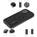For iPhone 12 Pro RedPepper Shockproof Waterproof Solid Color PC + TPU Magsafe Case with Holder(Black)