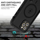For iPhone 12 Pro RedPepper Shockproof Waterproof Solid Color PC + TPU Magsafe Case with Holder(Black)