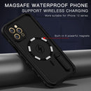 For iPhone 12 Pro RedPepper Shockproof Waterproof Solid Color PC + TPU Magsafe Case with Holder(Black)