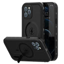 RedPepper Shockproof Waterproof Solid Color PC + TPU Magsafe Case with Holder For iPhone 12 Pro Max(Black)