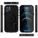 RedPepper Shockproof Waterproof Solid Color PC + TPU Magsafe Case with Holder For iPhone 12 Pro Max(Black)
