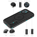 RedPepper Shockproof Waterproof Solid Color PC + TPU Magsafe Case with Holder For iPhone 12 Pro Max(Black)