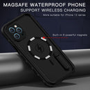 RedPepper Shockproof Waterproof Solid Color PC + TPU Magsafe Case with Holder For iPhone 12 Pro Max(Black)
