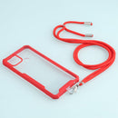 For OPPO A15 Acrylic + Color TPU Shockproof Case with Neck Lanyard(Red)