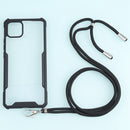 For OPPO A15 Acrylic + Color TPU Shockproof Case with Neck Lanyard(Black)