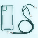 For OPPO A15 Acrylic + Color TPU Shockproof Case with Neck Lanyard(Dark Green)