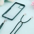 For OPPO A15 Acrylic + Color TPU Shockproof Case with Neck Lanyard(Dark Green)