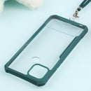 For OPPO A15 Acrylic + Color TPU Shockproof Case with Neck Lanyard(Dark Green)