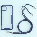 For OPPO A15 Acrylic + Color TPU Shockproof Case with Neck Lanyard(Dark Blue)