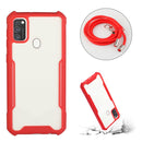 For OPPO A53 2020 / A32 / A33 Acrylic + Color TPU Shockproof Case with Neck Lanyard(Red)