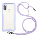 For OPPO A53 2020 / A32 / A33 Acrylic + Color TPU Shockproof Case with Neck Lanyard(Purple)