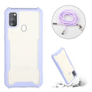 For OPPO A53 2020 / A32 / A33 Acrylic + Color TPU Shockproof Case with Neck Lanyard(Purple)