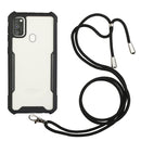 For OPPO A53 2020 / A32 / A33 Acrylic + Color TPU Shockproof Case with Neck Lanyard(Black)