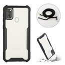 For OPPO A53 2020 / A32 / A33 Acrylic + Color TPU Shockproof Case with Neck Lanyard(Black)