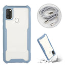 For OPPO A53 2020 / A32 / A33 Acrylic + Color TPU Shockproof Case with Neck Lanyard(Milk Grey)