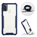 For OPPO A53 2020 / A32 / A33 Acrylic + Color TPU Shockproof Case with Neck Lanyard(Dark Blue)