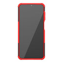 For Samsung Galaxy A12 5G Tire Texture Shockproof TPU+PC Protective Case with Holder(Red)
