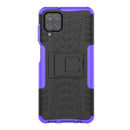 For Samsung Galaxy A12 5G Tire Texture Shockproof TPU+PC Protective Case with Holder(Purple)