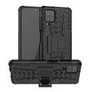 For Samsung Galaxy A12 5G Tire Texture Shockproof TPU+PC Protective Case with Holder(Black)