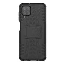For Samsung Galaxy A12 5G Tire Texture Shockproof TPU+PC Protective Case with Holder(Black)