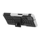 For Samsung Galaxy A12 5G Tire Texture Shockproof TPU+PC Protective Case with Holder(White)