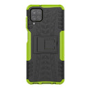 For Samsung Galaxy A12 5G Tire Texture Shockproof TPU+PC Protective Case with Holder(Green)