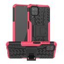 For Samsung Galaxy A12 5G Tire Texture Shockproof TPU+PC Protective Case with Holder(Pink)