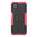 For Samsung Galaxy A12 5G Tire Texture Shockproof TPU+PC Protective Case with Holder(Pink)