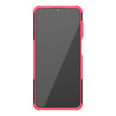For Samsung Galaxy A12 5G Tire Texture Shockproof TPU+PC Protective Case with Holder(Pink)