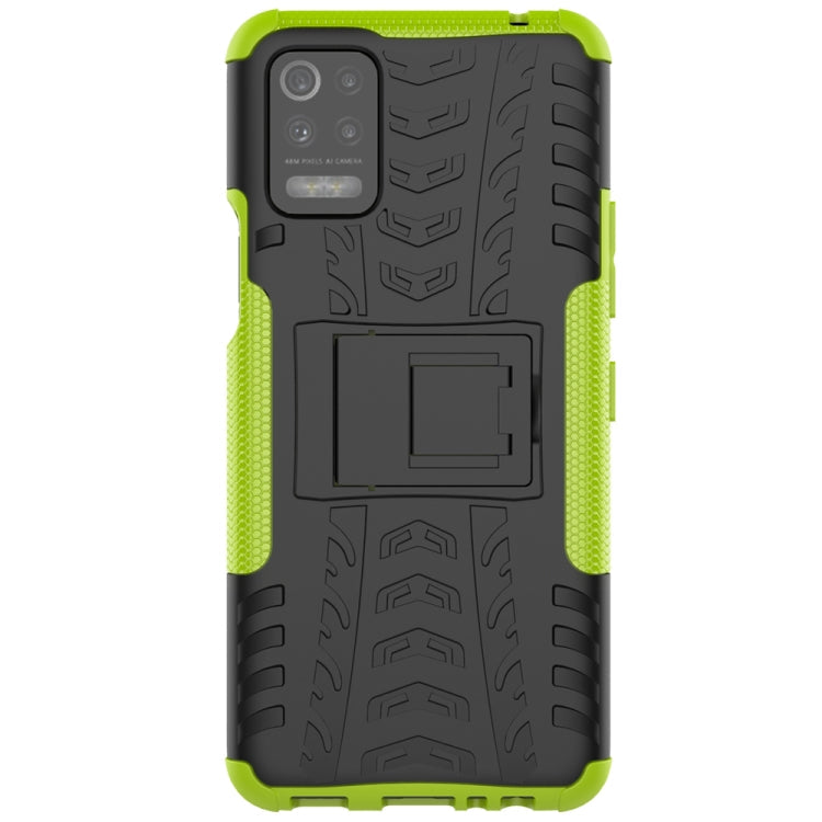 For LG K52 5G Tire Texture Shockproof TPU+PC Protective Case with Holder(Green)