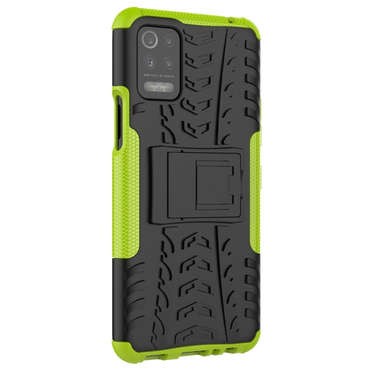 For LG K52 5G Tire Texture Shockproof TPU+PC Protective Case with Holder(Green)