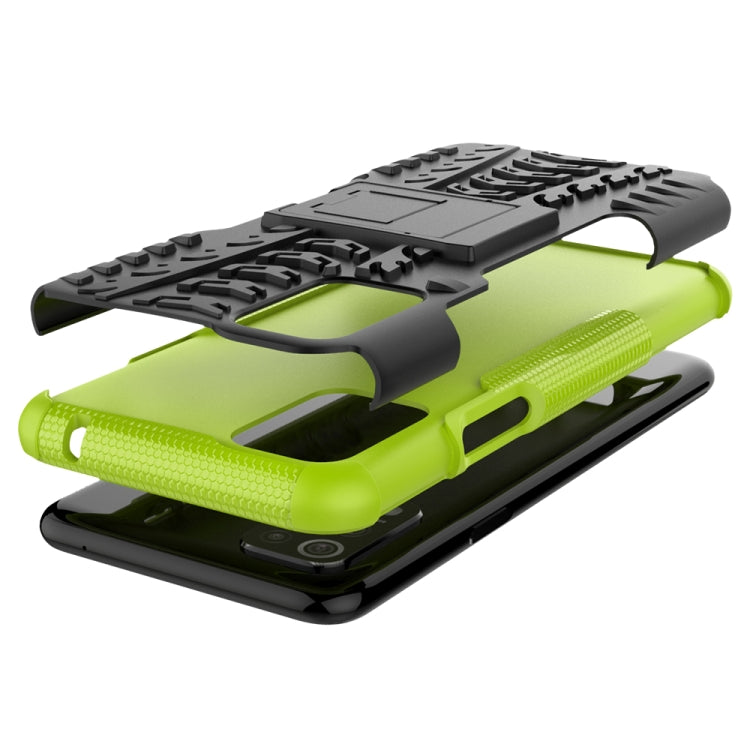 For LG K52 5G Tire Texture Shockproof TPU+PC Protective Case with Holder(Green)