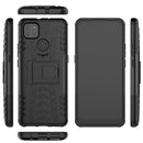 For Motorola Moto G9 Power Tire Texture Shockproof TPU+PC Protective Case with Holder(Black)