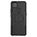 For Motorola Moto G9 Power Tire Texture Shockproof TPU+PC Protective Case with Holder(Black)