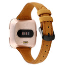 For Fitbit Versa Crazy Horse Texture Genuine Leather Watch Band(Light Brown)