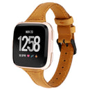 For Fitbit Versa Crazy Horse Texture Genuine Leather Watch Band(Light Brown)