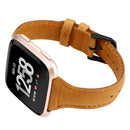 For Fitbit Versa Crazy Horse Texture Genuine Leather Watch Band(Light Brown)
