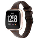 For Fitbit Versa Crazy Horse Texture Genuine Leather Watch Band(Coffee)