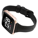 For Fitbit Versa Crazy Horse Texture Genuine Leather Watch Band(Black)