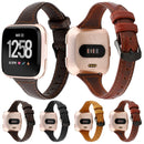 For Fitbit Versa Crazy Horse Texture Genuine Leather Watch Band(Coffee)