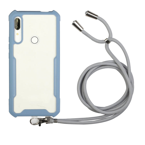 For Huawei Y9 Prime (2019) Acrylic + Color TPU Shockproof Case with Neck Lanyard(Milk Grey)