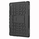 For Huawei MediaPad M5 Lite 10.1 inch Tire Texture Shockproof TPU+PC Protective Case with Holder(Black)