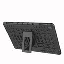 For Huawei MediaPad M5 Lite 10.1 inch Tire Texture Shockproof TPU+PC Protective Case with Holder(Black)